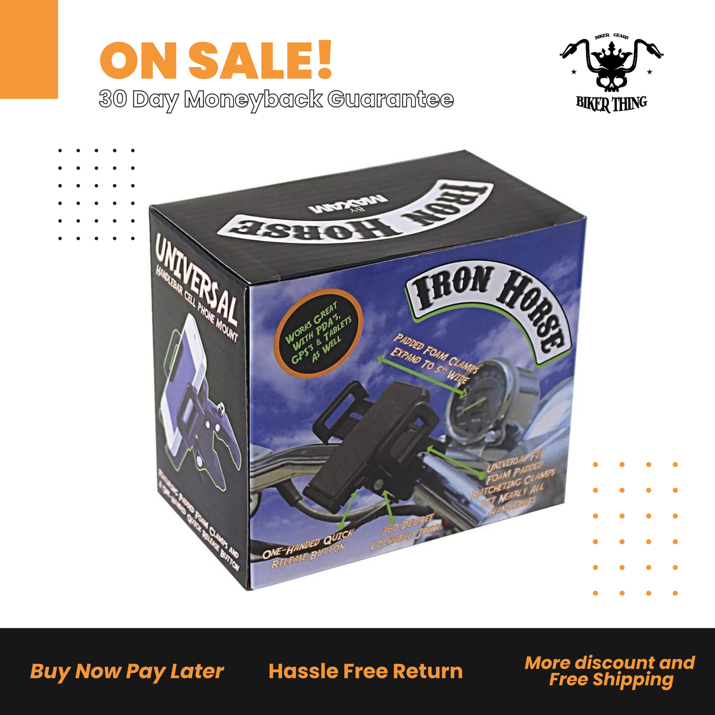 BKMOUNT ADJUSTABLE MOTORCYCLE PHONE MOUNT BKMOUNT