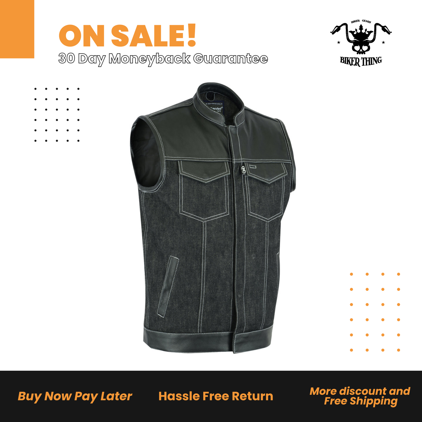Men’s Leather/Denim Combo Vest