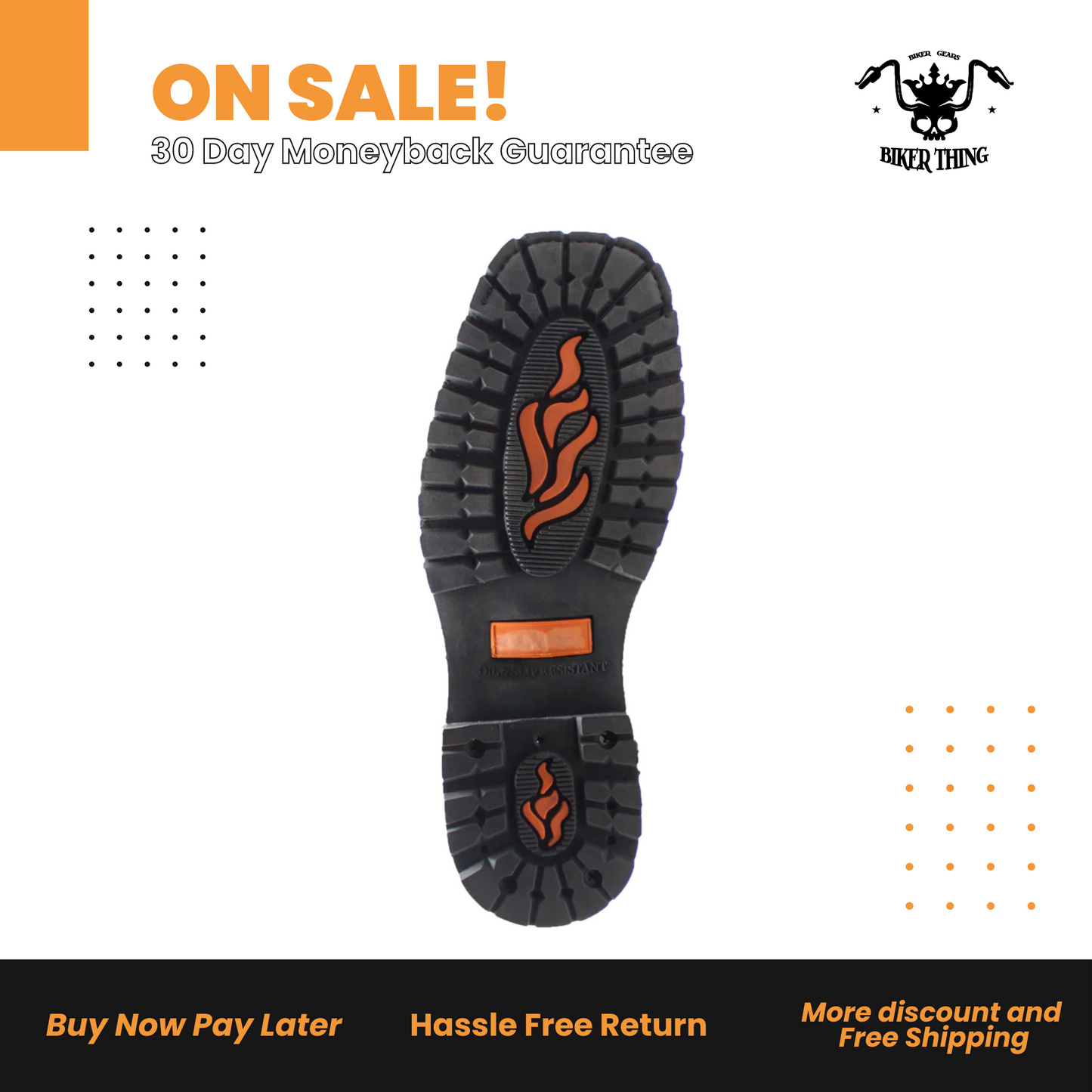 Motorcycle 1442SBKM MEN'S HARNESS ZIPPER BOOT BLACK STONE WASH LEATHER