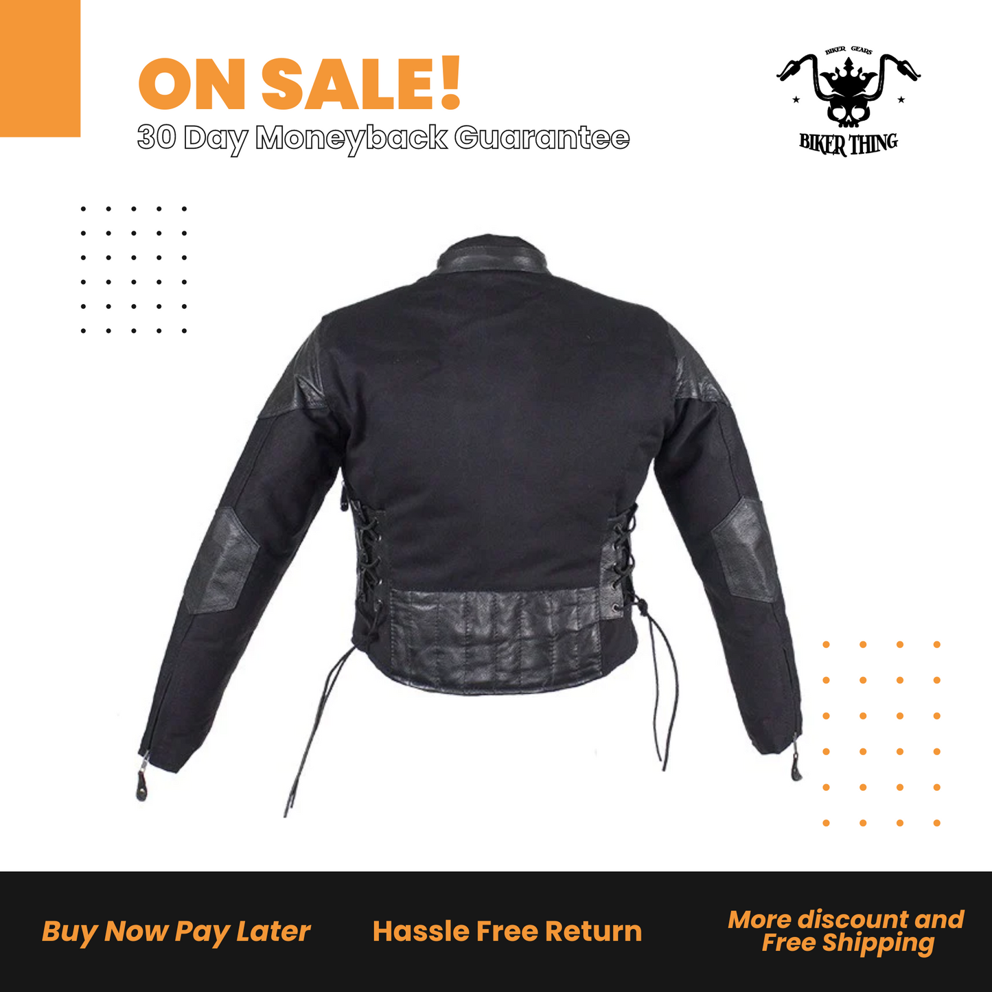 Kids Black Denim and Leather Jacket with Side Laces