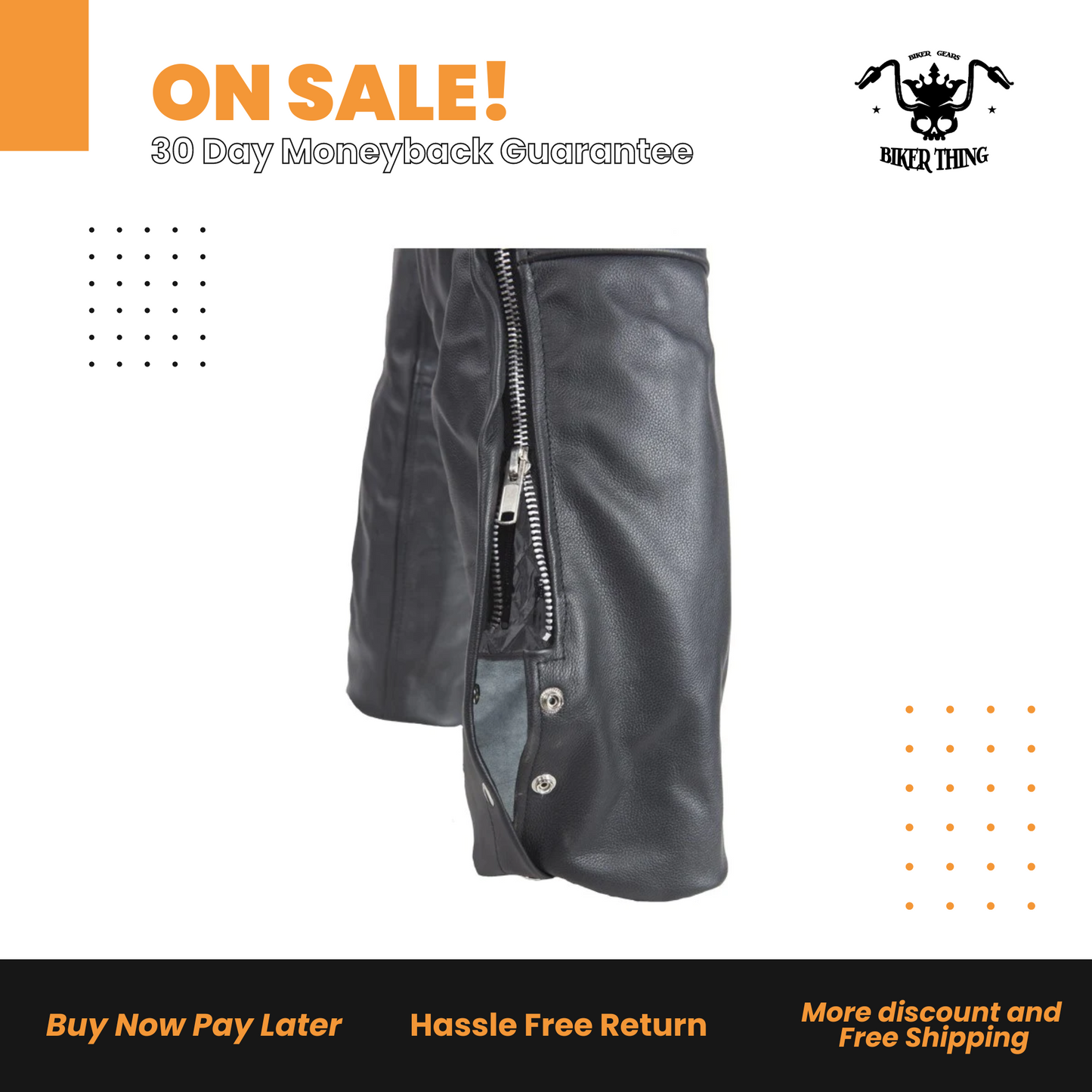 Flame Embroided Motorcycle Chaps