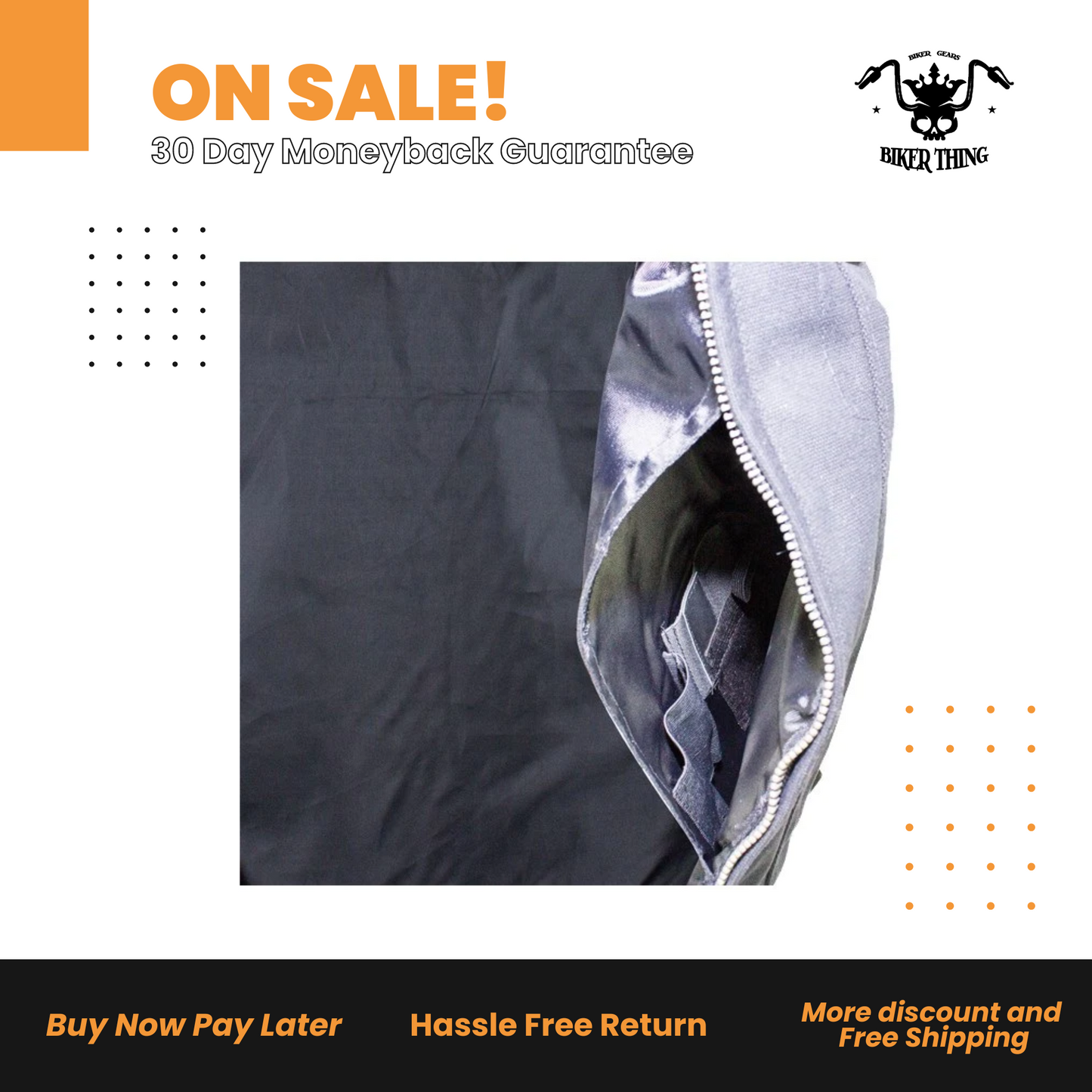 MV8010-CV Mens Single Panel Canvas Motorcycle Vest with large Pockets