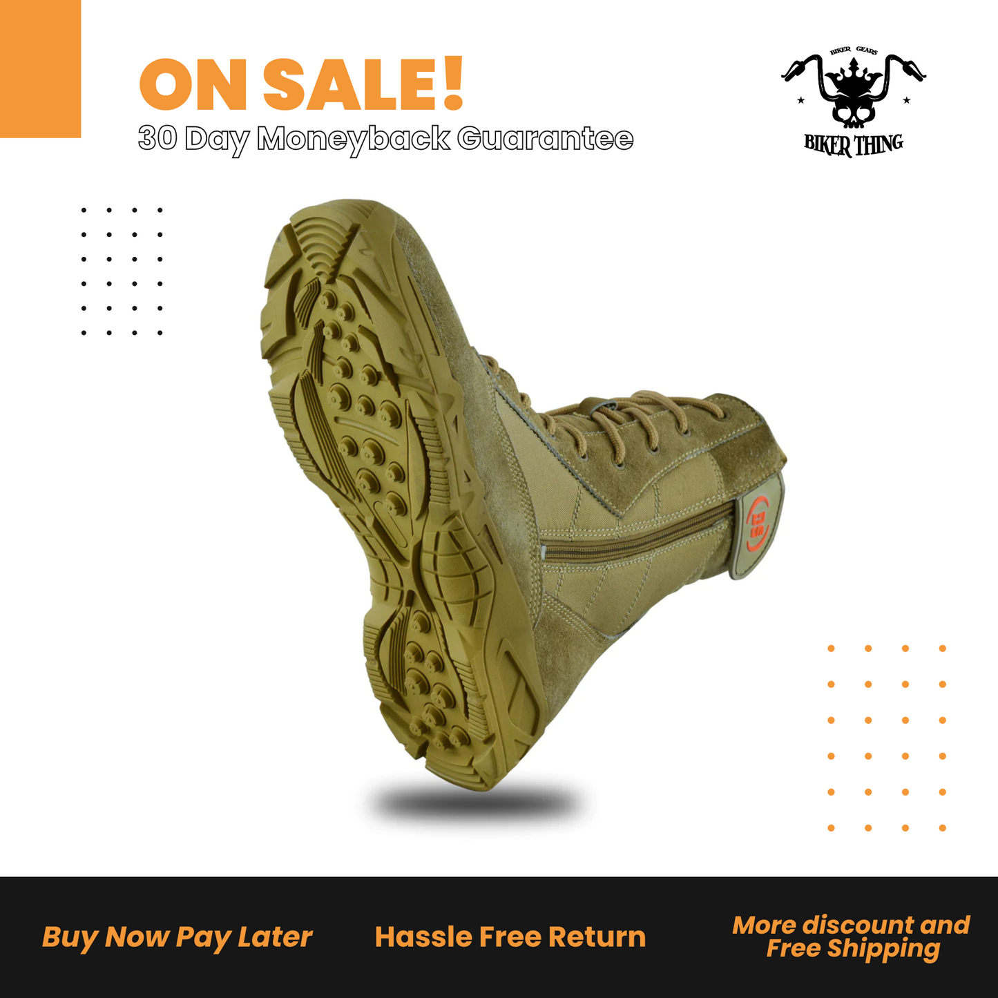 Motorcycle DS9783 MEN’S 9’’ DESERT SAND TACTICAL BOOTS