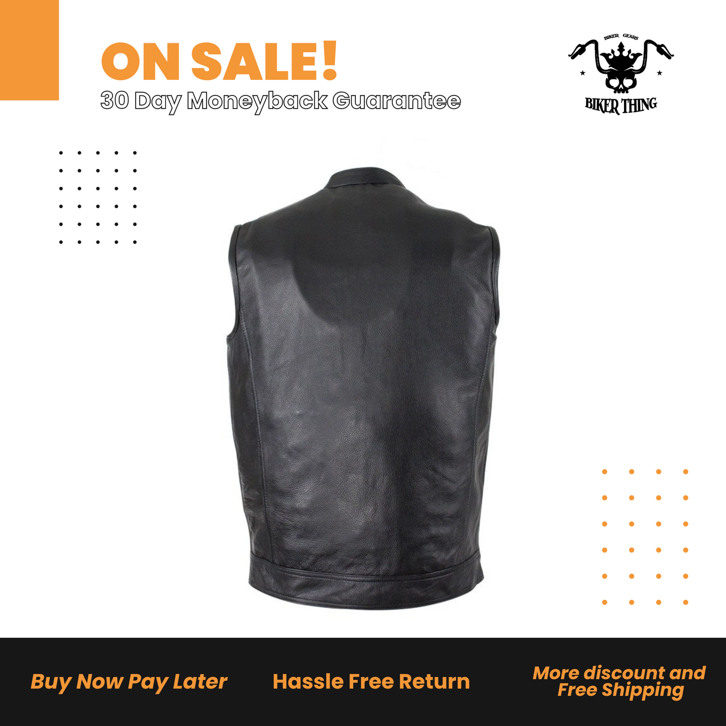 Mens Motorcycle Club Vest With Black Line