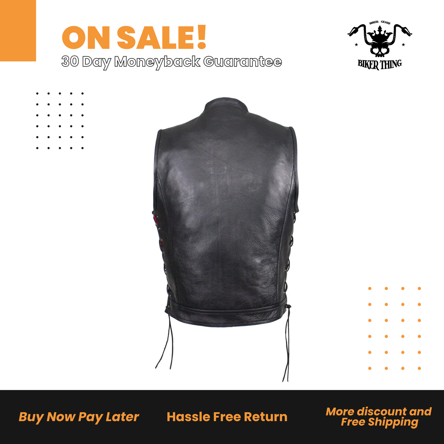 Leather Gun Pocket Vest with Red Liner