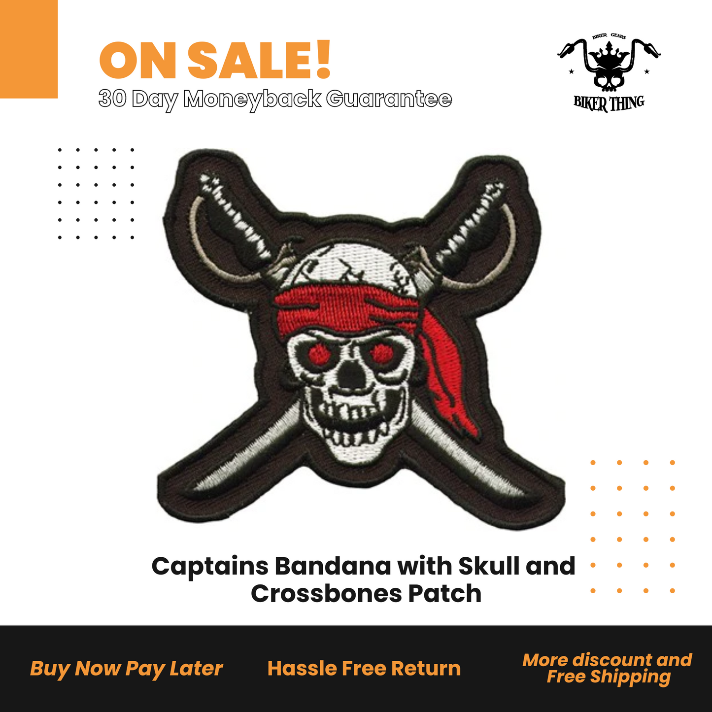 Captains Bandana with Skull and Crossbones Patch