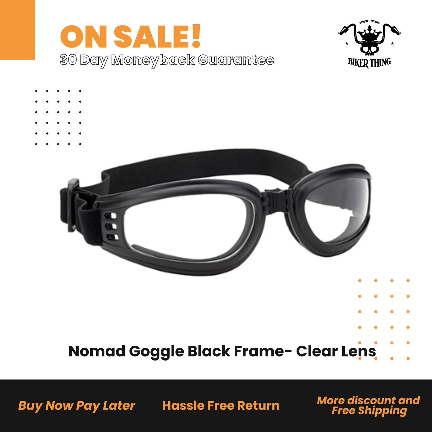 Nomad Goggle Black Frame- Clear Lens