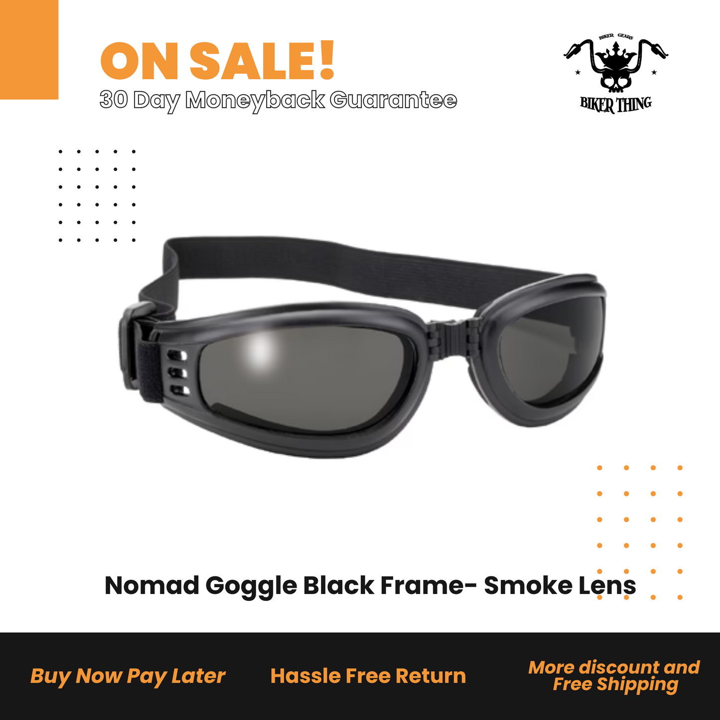Nomad Goggle Black Frame- Smoke Lens