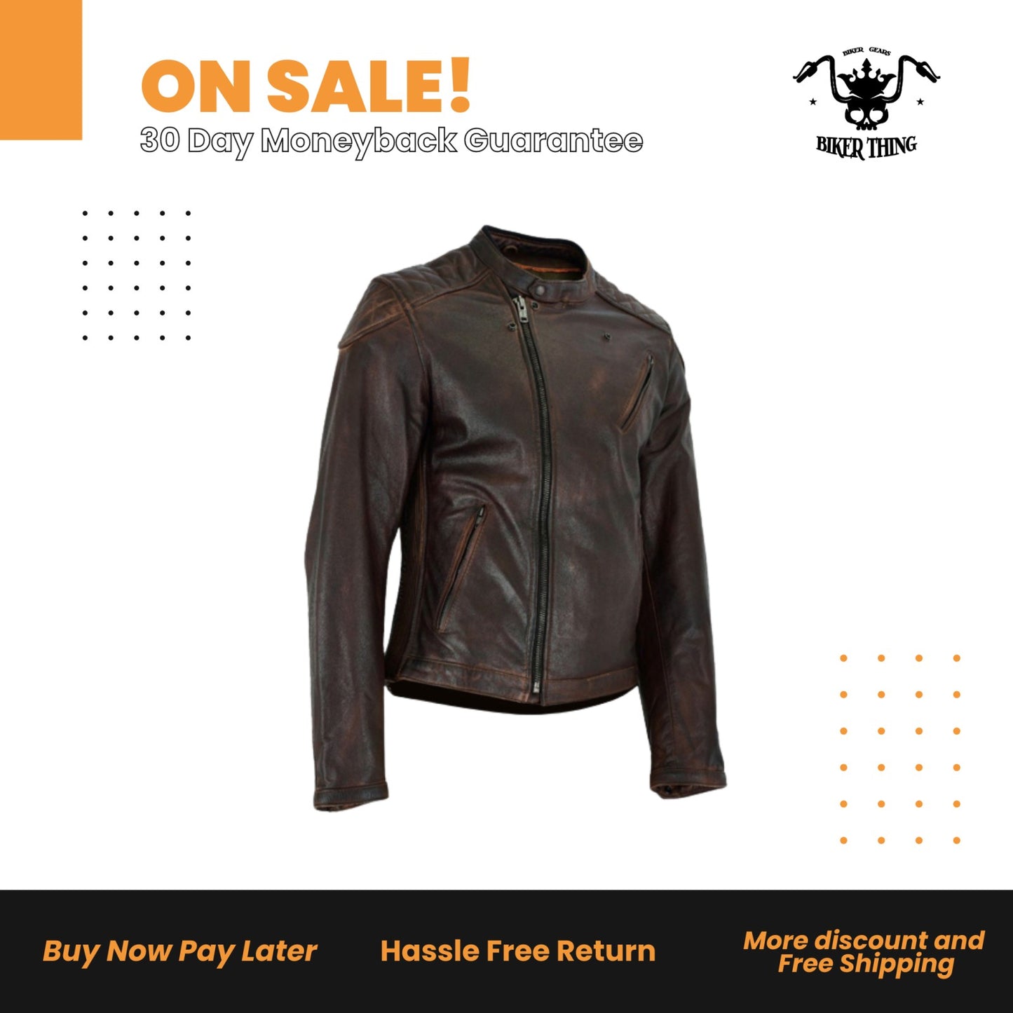 Milwaukee Riders Vintage Motorcycle Jacket Naked Cowhide Leather Front Zipper