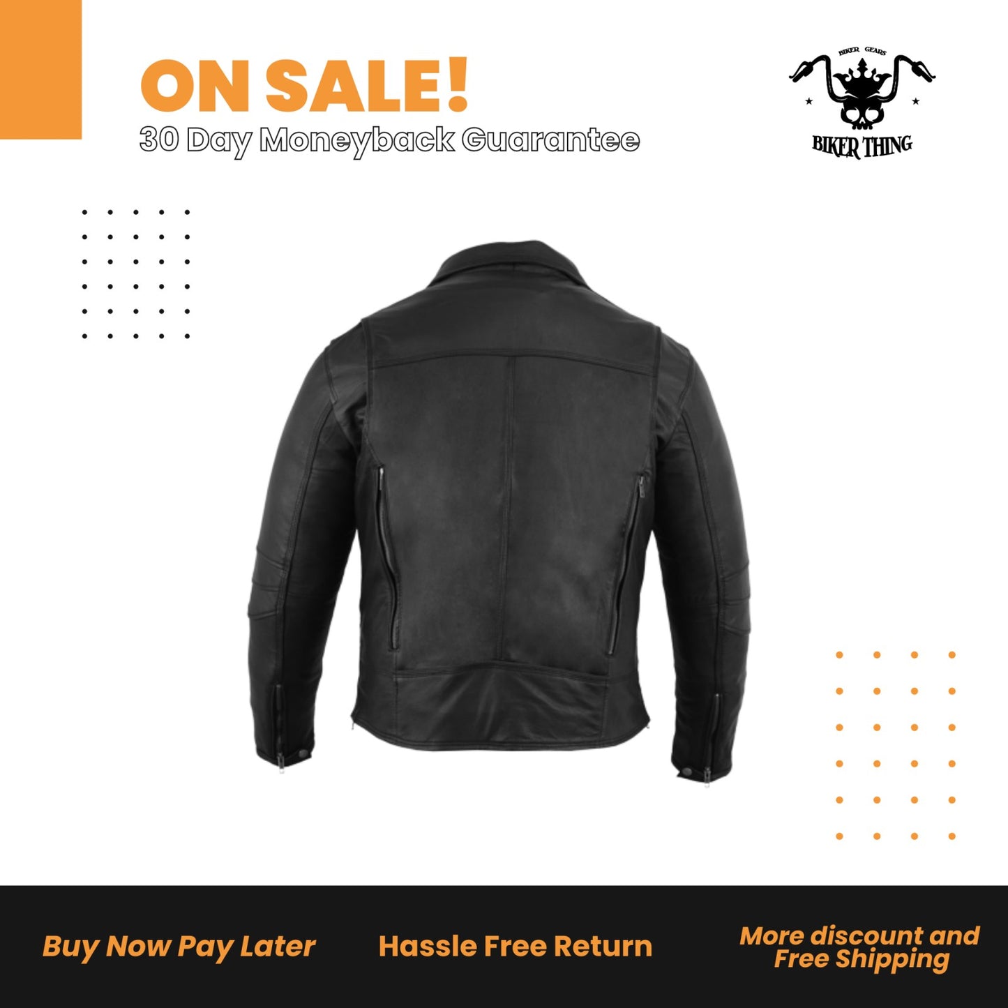 MEN'S MODERN LONGER BELTLESS BIKER JACKET