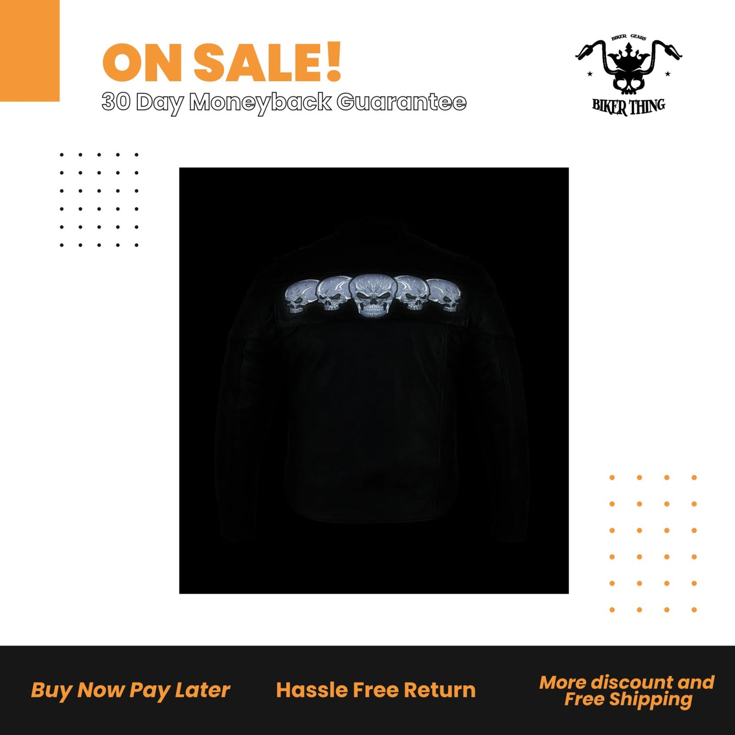 MEN'S SCOOTER JACKET W/REFLECTIVE SKULLS