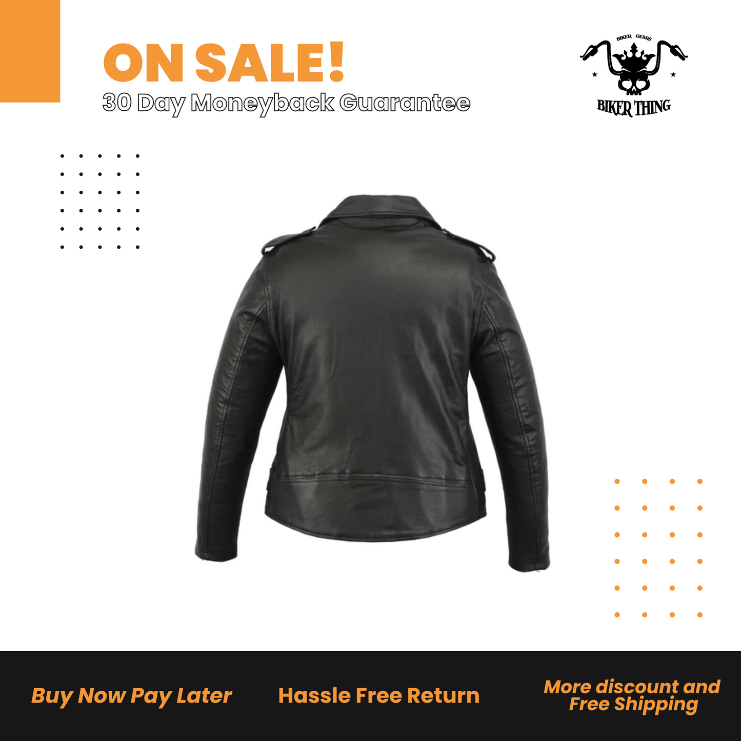 DS850 WOMEN'S CLASSIC PLAIN SIDE FITTED M/C STYLE JACKET