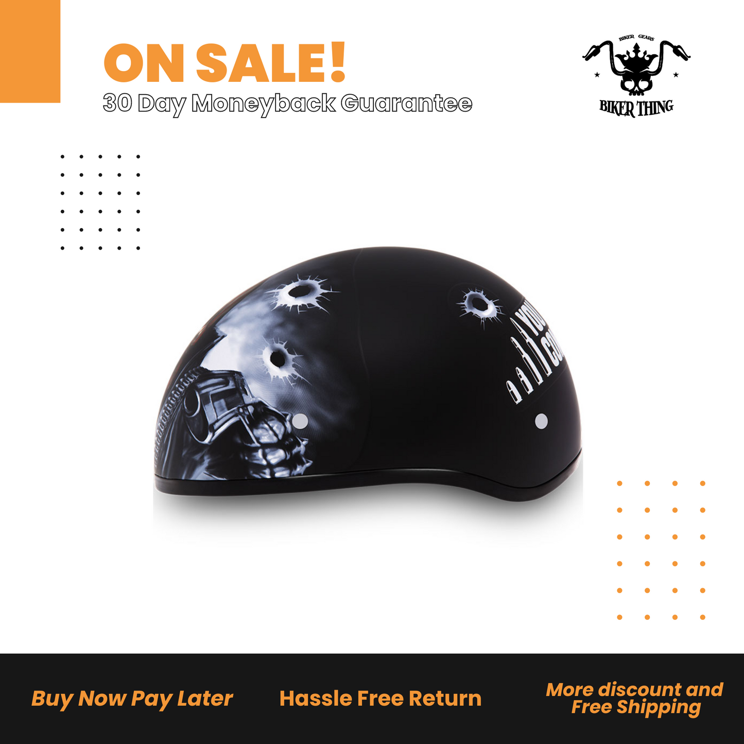 D6-CG D.O.T. DAYTONA SKULL CAP- W/ COME GET 'EM