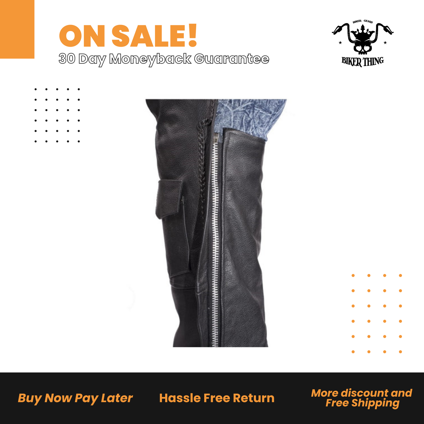 Leather Braided Chaps With Mesh Liner