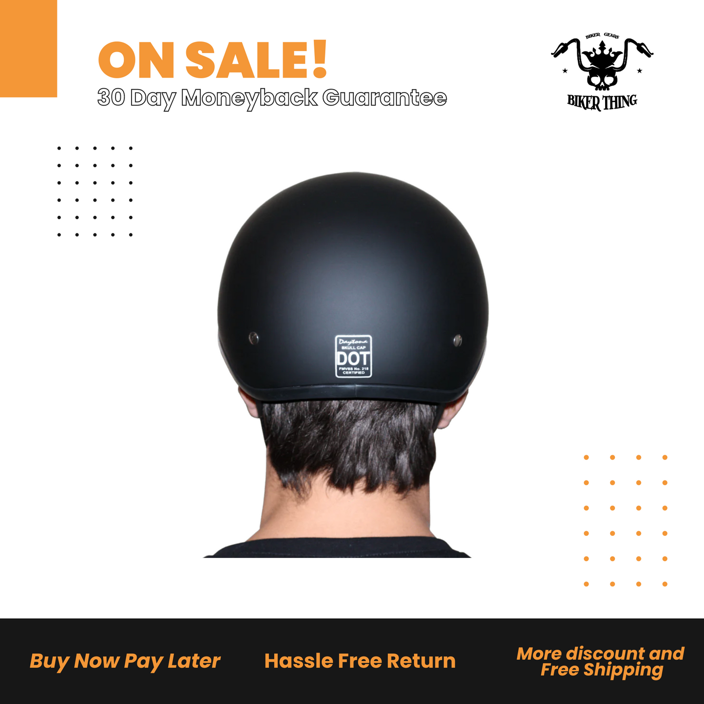 D.O.T. DAYTONA SKULL CAP - DULL BLACK