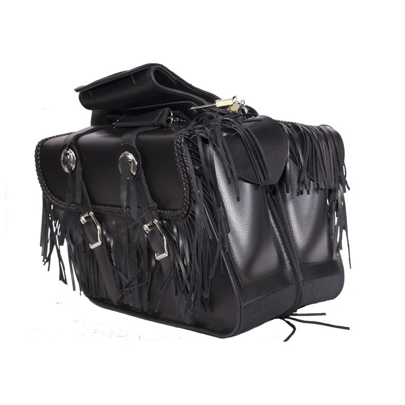 PVC Motorcycle Saddlebag With Tassles - The Biker Thing LLC