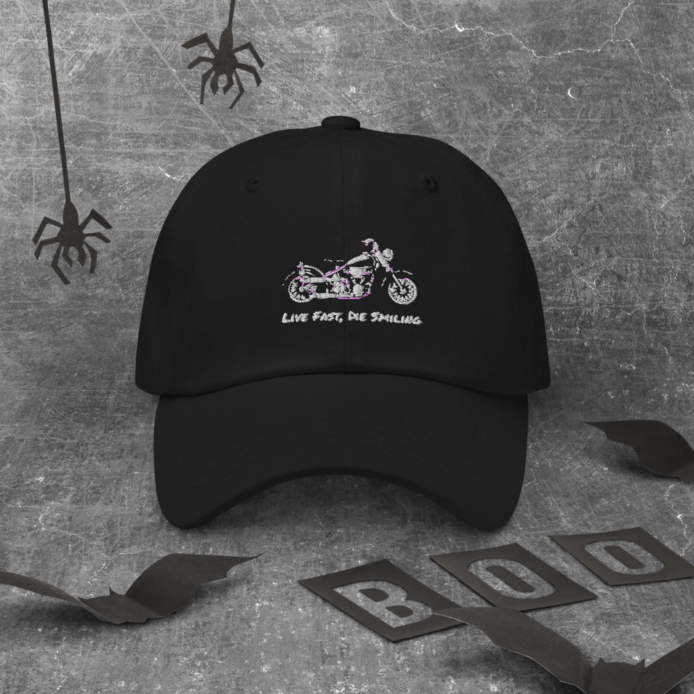 Live Fast, Die Smiling Cap - The Biker Thing LLC