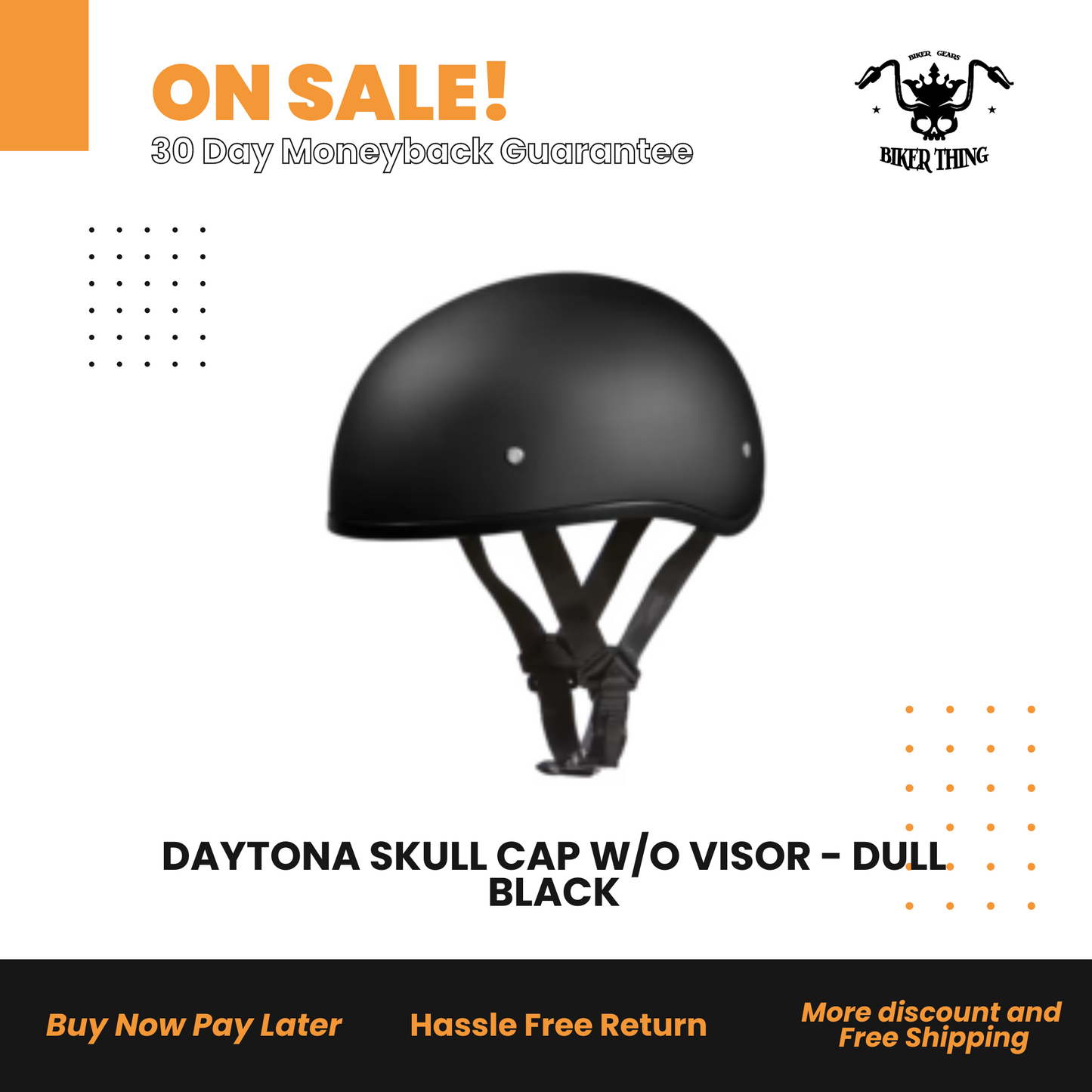 D.O.T. DAYTONA SKULL CAP W/O VISOR - DULL BLACK