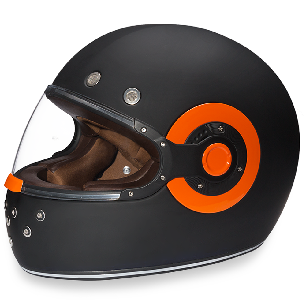 D.O.T. DAYTONA RETRO- DULL BLACK W/ ORANGE ACCENTS - The Biker Thing LLC