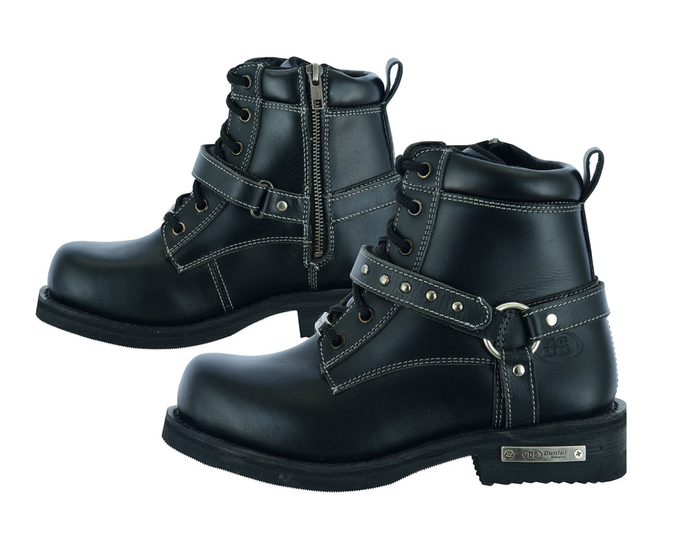 DS9768 WOMEN'S SIDE ZIPPER PLAIN TOE BOOTS