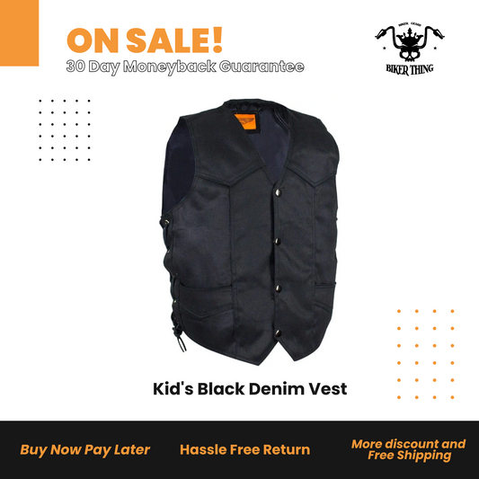 Kid's Black Denim Vest