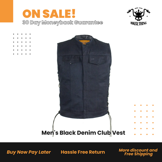 Men's Black Denim Club Vest