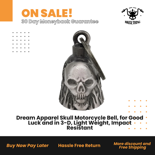 DBL11-L Dream Apparel Skull Motorcycle Bell, for Good Luck and in 3-D, Light Weight, Impact Resistant