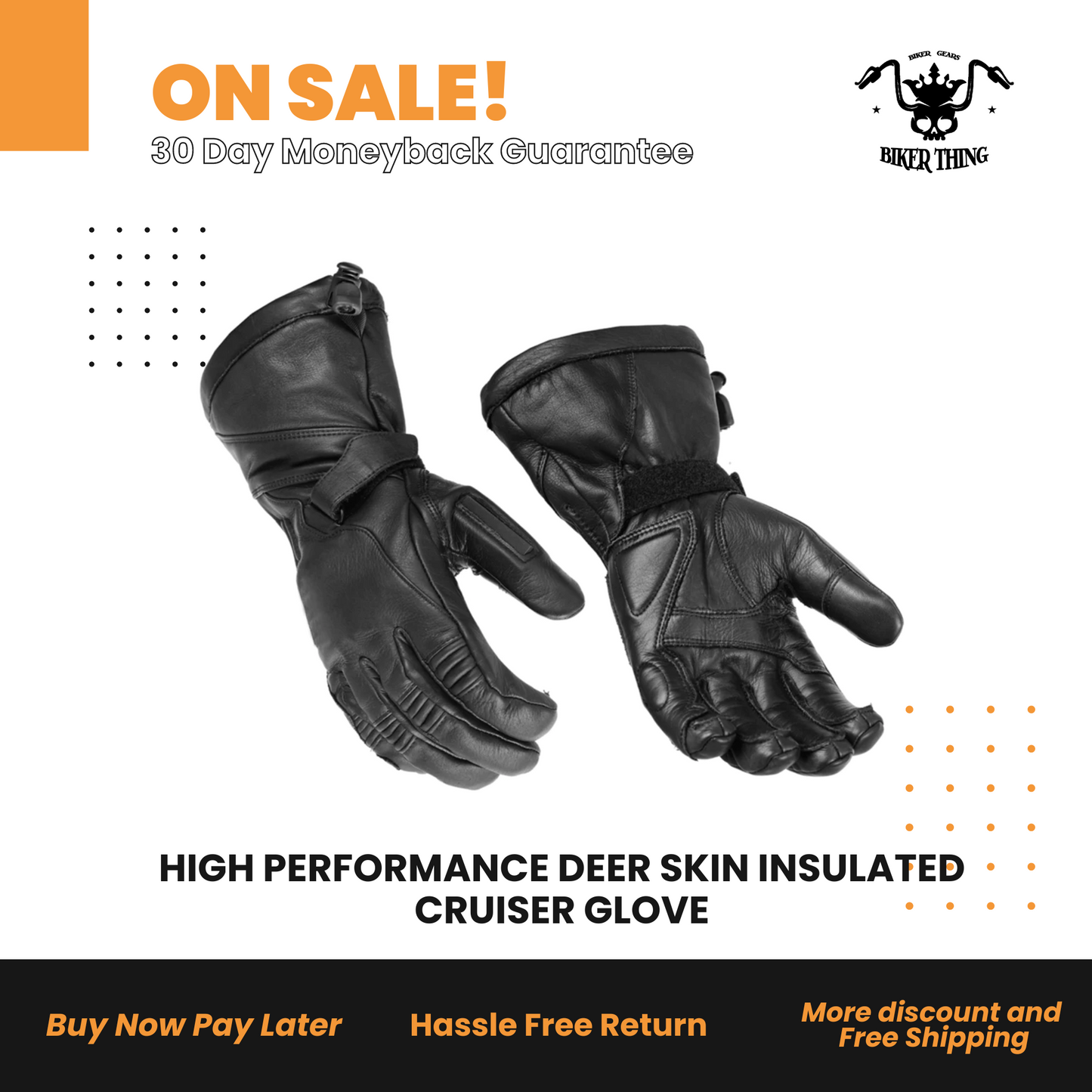 DS28 HIGH PERFORMANCE DEER SKIN INSULATED CRUISER GLOVE