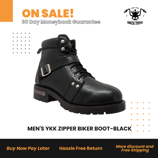 9143 MEN'S YKK ZIPPER BIKER BOOT-BLACK