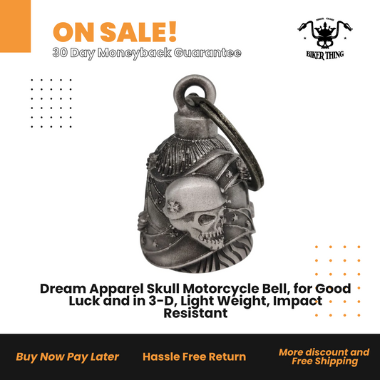 DBL13-LDream Apparel Skull Motorcycle Bell, for Good Luck and in 3-D, Light Weight, Impact Resistant