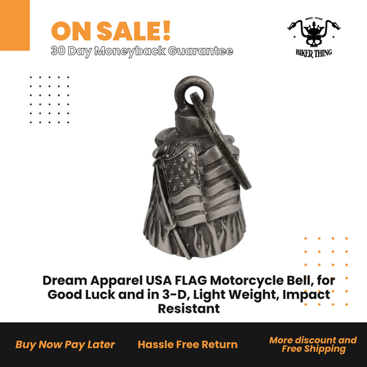 DBL4-LDream Apparel USA FLAG Motorcycle Bell, for Good Luck and in 3-D, Light Weight, Impact Resistant