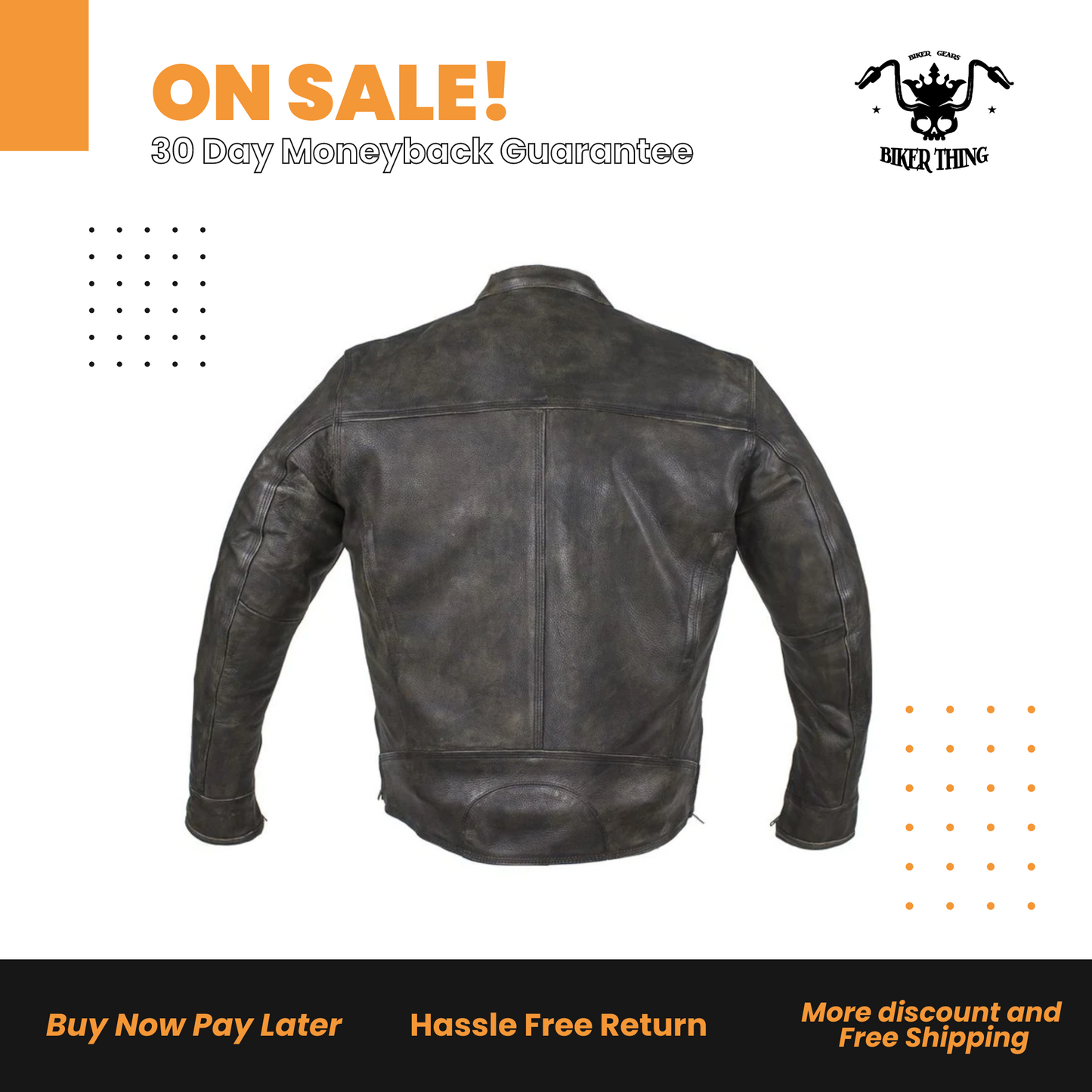 Distressed Brown Racer Jacket with Concealed Carry Pockets