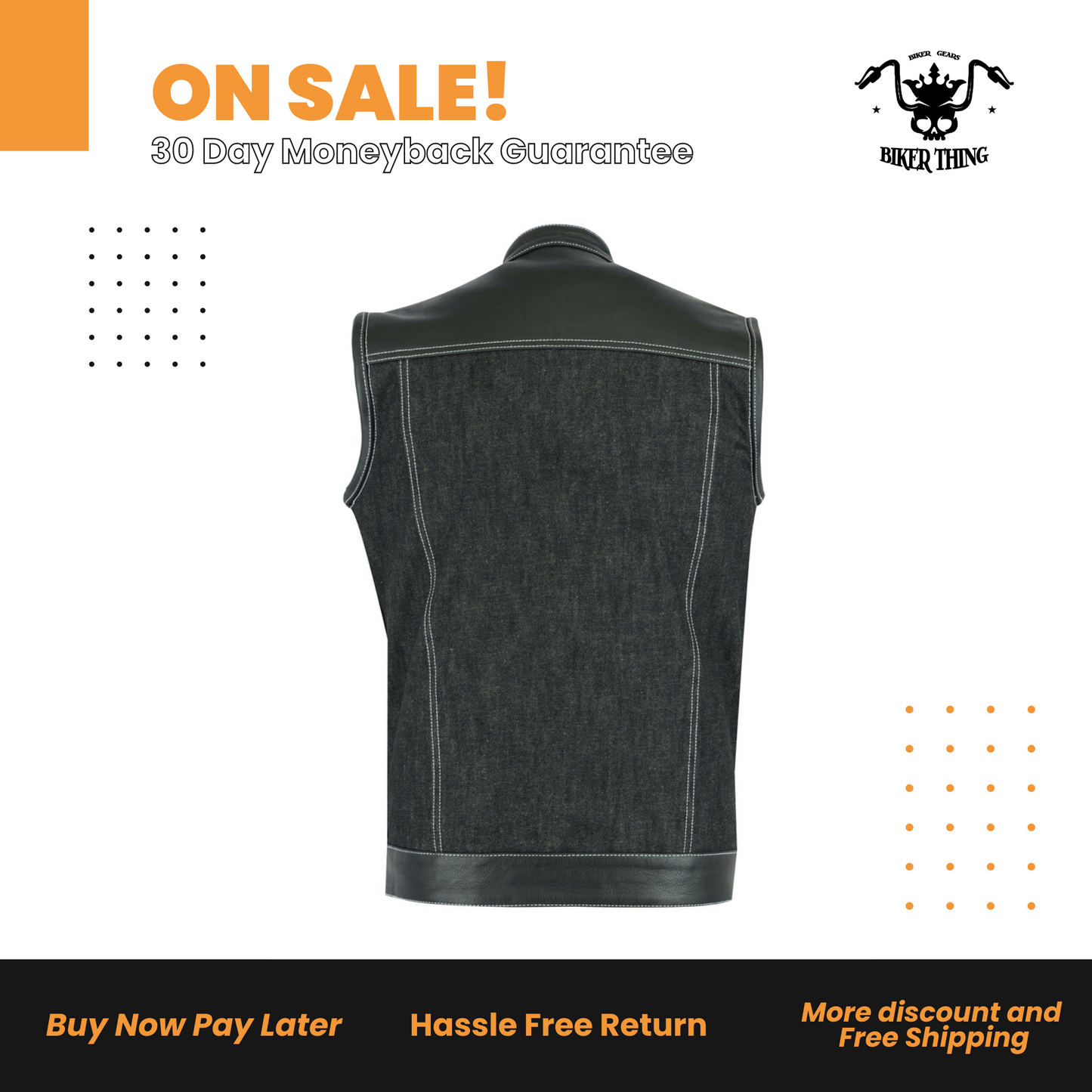 Men’s Leather/Denim Combo Vest