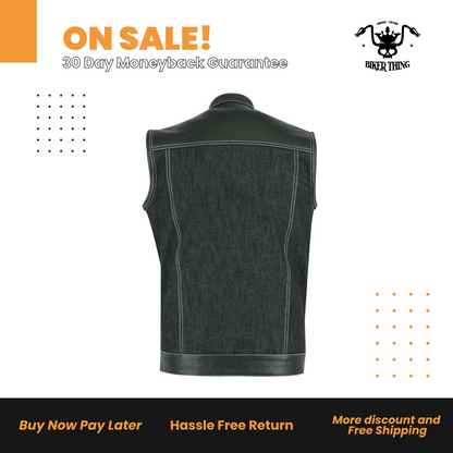 Men’s Leather/Denim Combo Vest