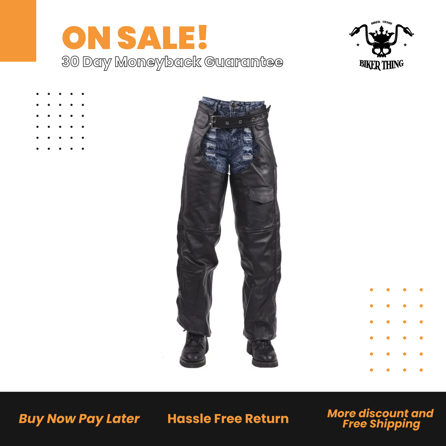 Leather Braided Motorcycle Chaps