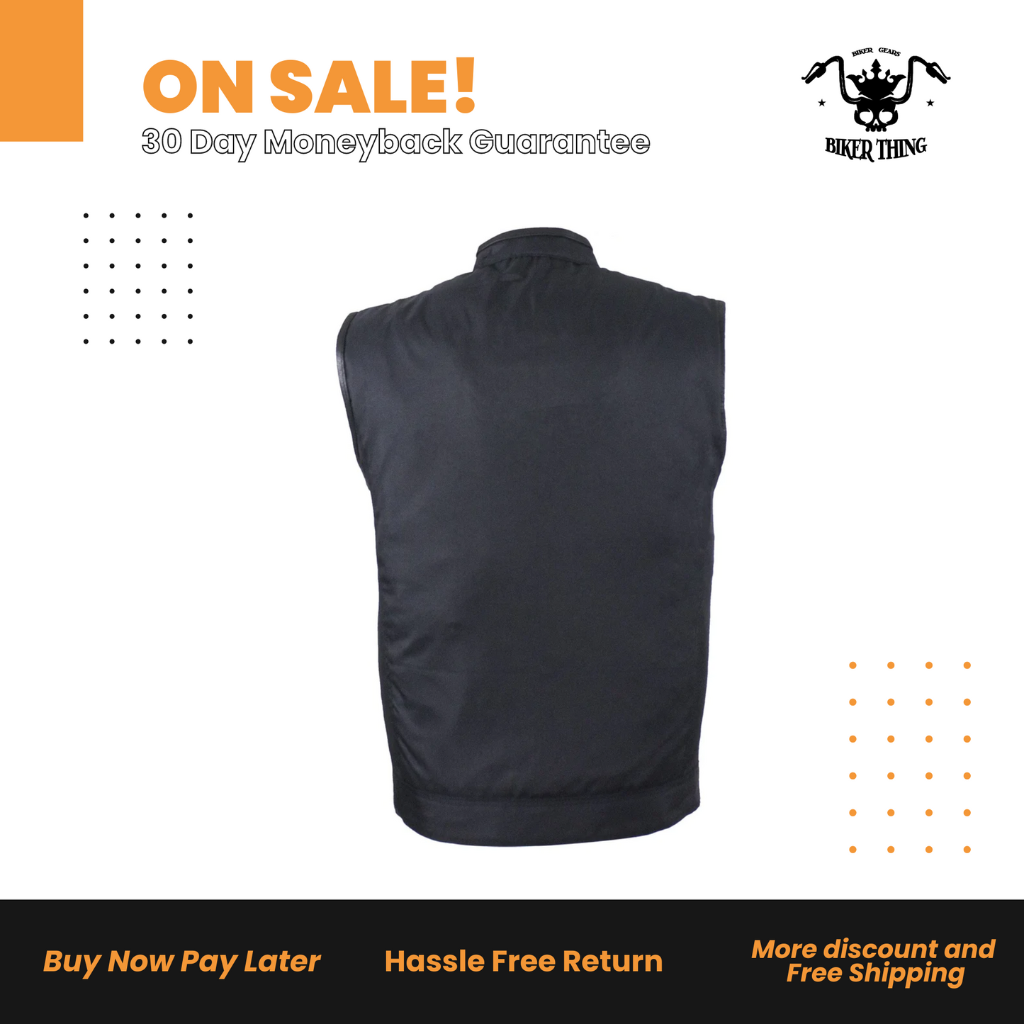 Mens Motorcycle Club Textile Vest With Gun Pocket