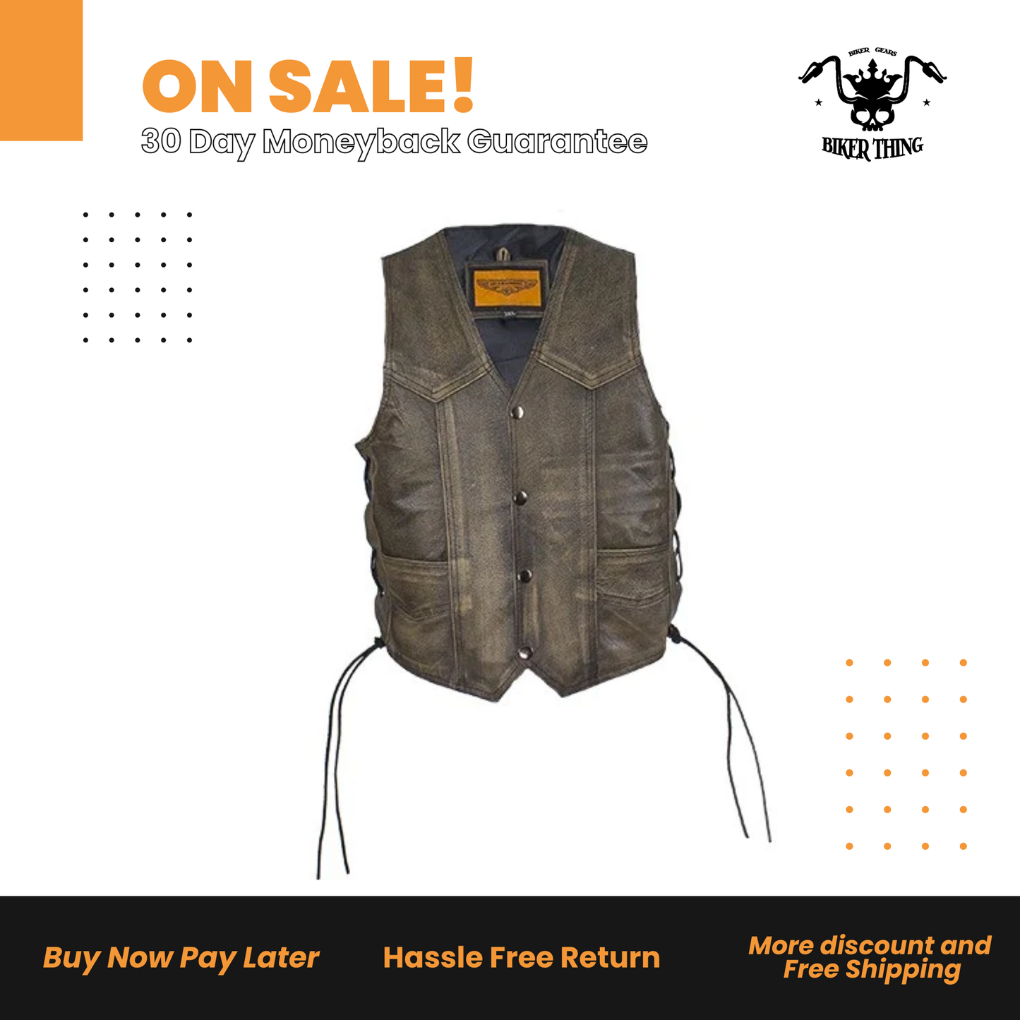 Kids Brown Leather Vest with Side Laces