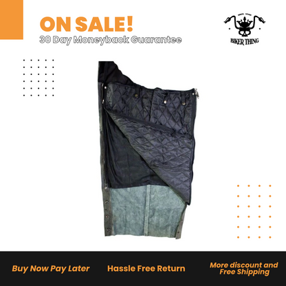 Naked Gray Cowhide Leather Chaps