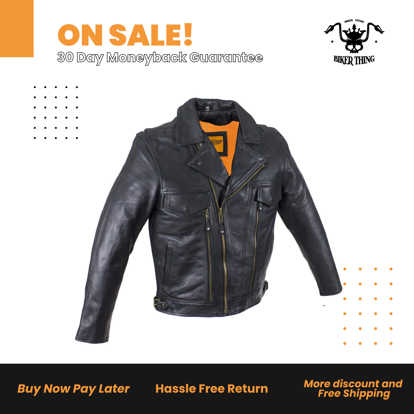 Men's Leather Racing Style Motorcycle Jacket