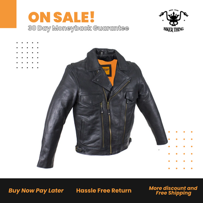Men's Leather Racing Style Motorcycle Jacket