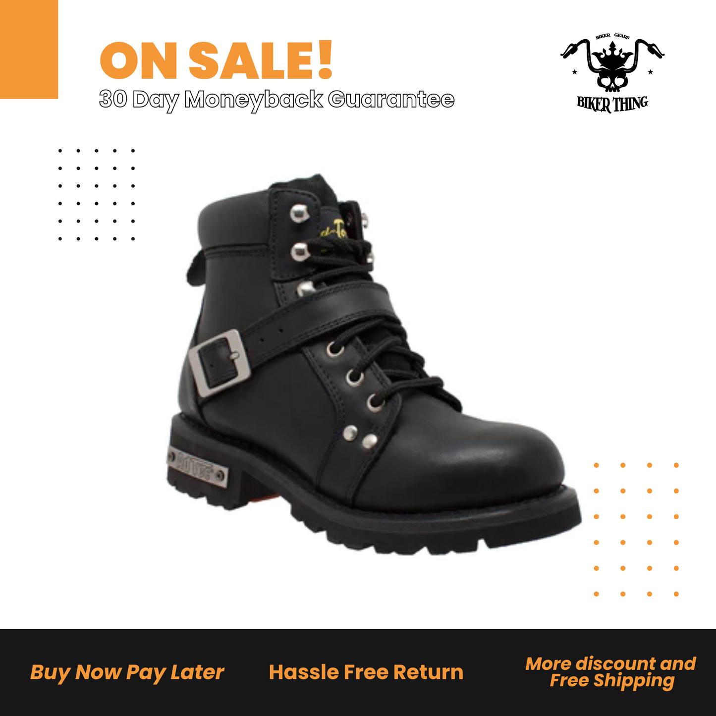 8143 WOMEN'S YKK ZIPPER BLACK BIKER BOOT