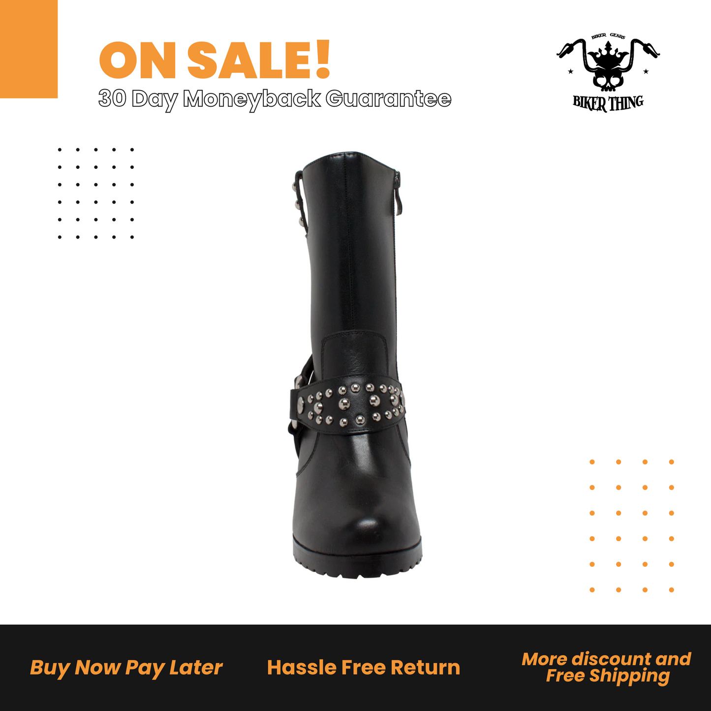8546 WOMEN'S HEELED BOOT W/STUDS