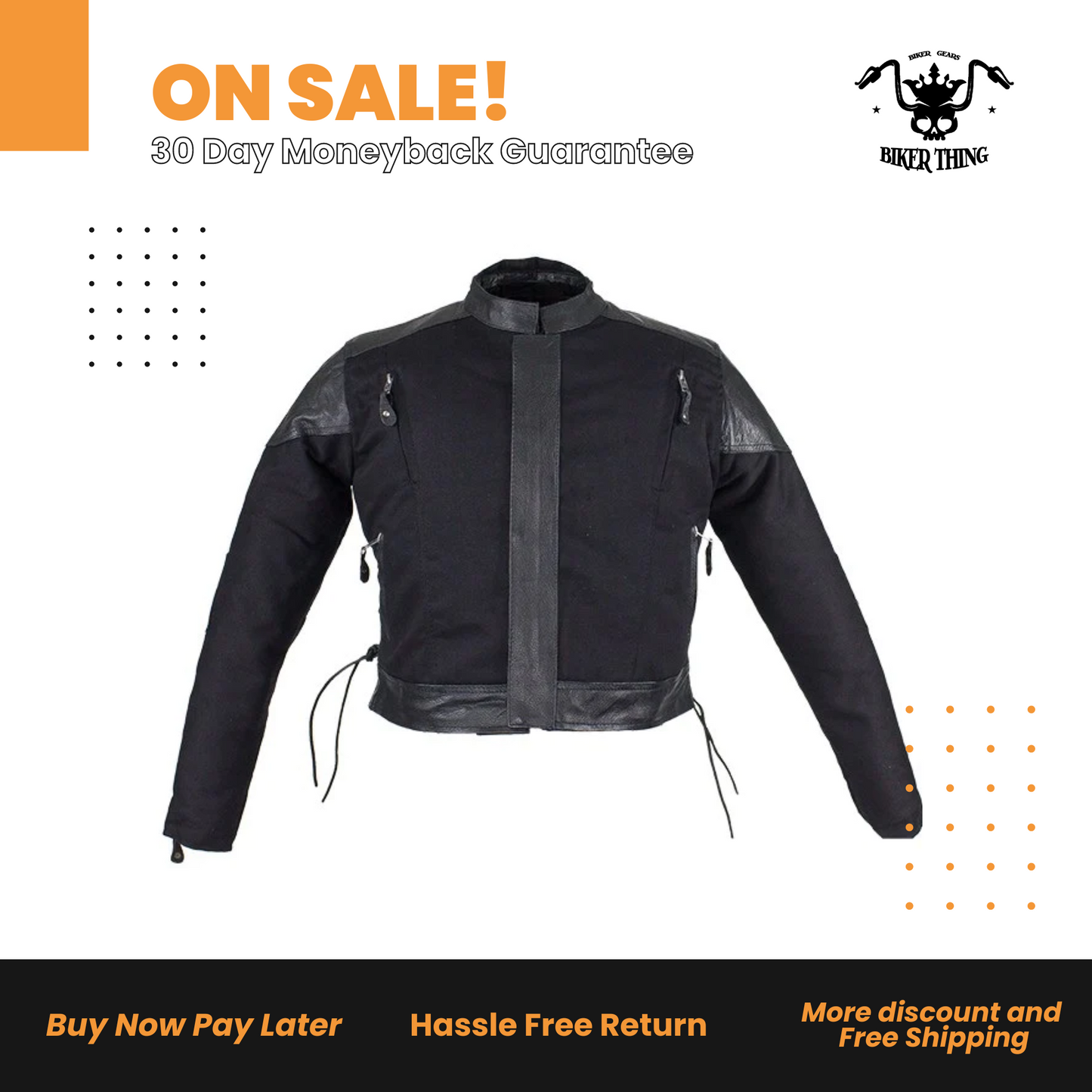 Kids Black Denim and Leather Jacket with Side Laces