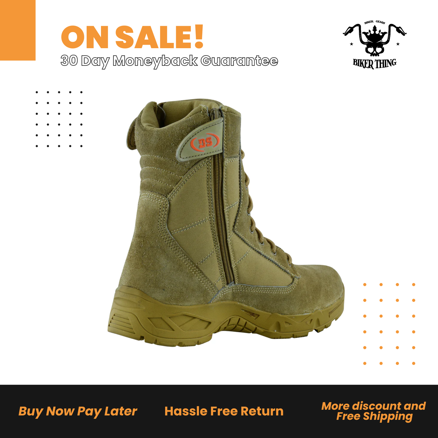 Motorcycle DS9783 MEN’S 9’’ DESERT SAND TACTICAL BOOTS