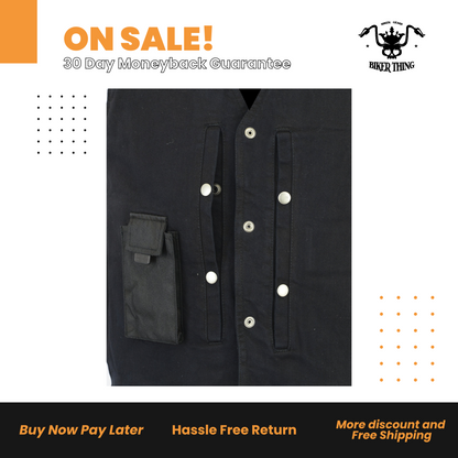 Men's Single Back Panel Concealed Carry Denim Vest