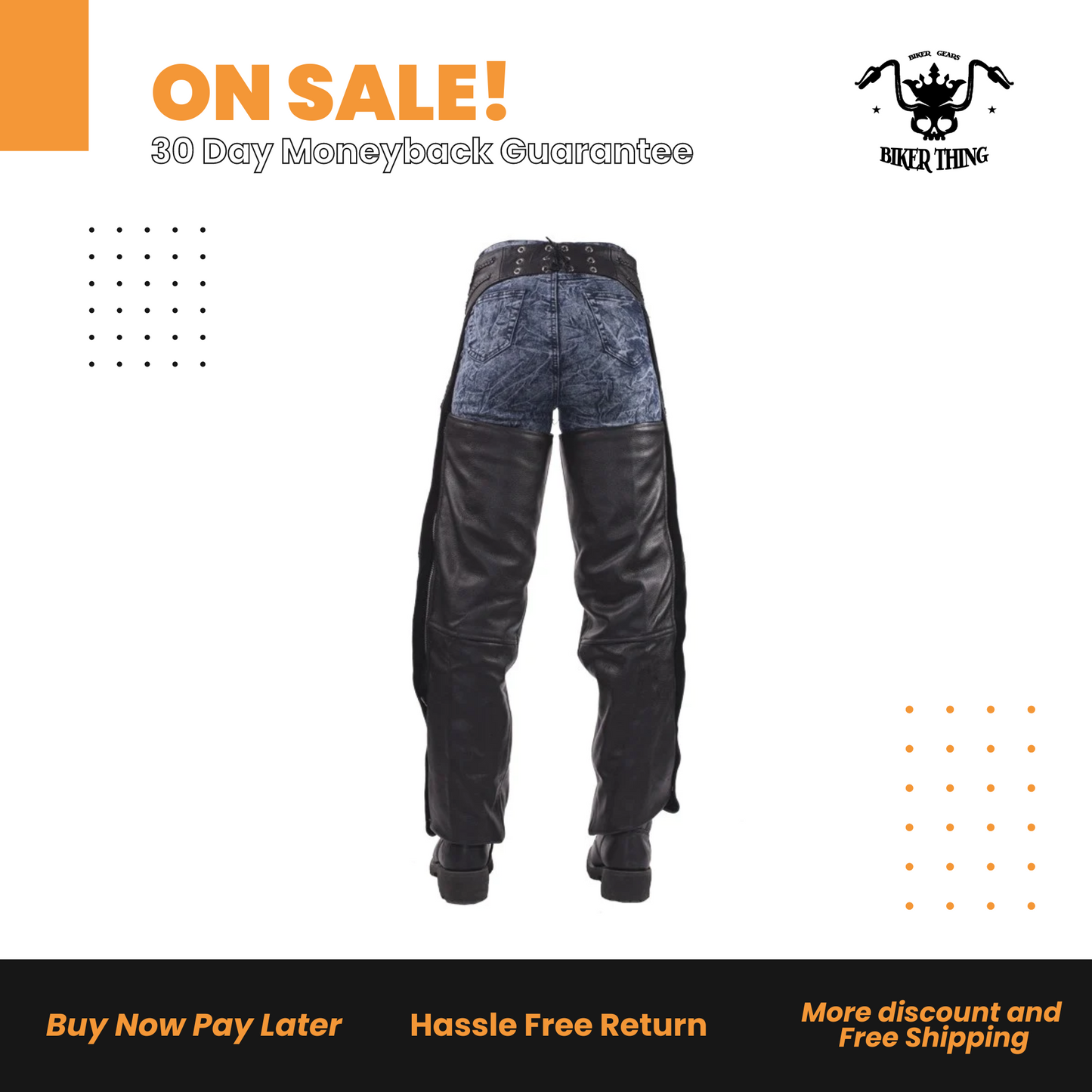 Leather Braided Motorcycle Chaps
