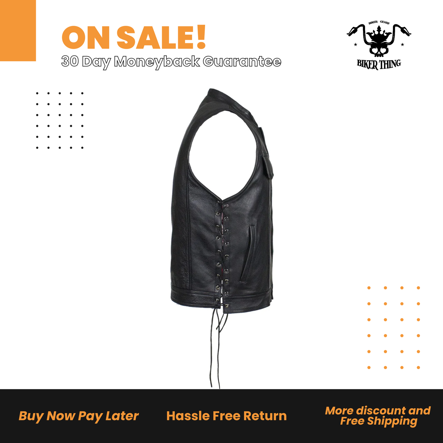Leather Gun Pocket Vest with Red Liner