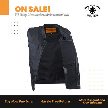 Mens Motorcycle Club Textile Vest With Gun Pocket