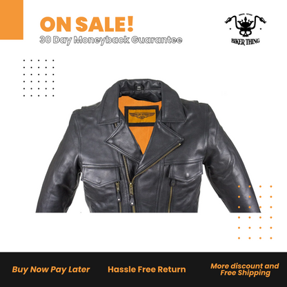 Men's Leather Racing Style Motorcycle Jacket