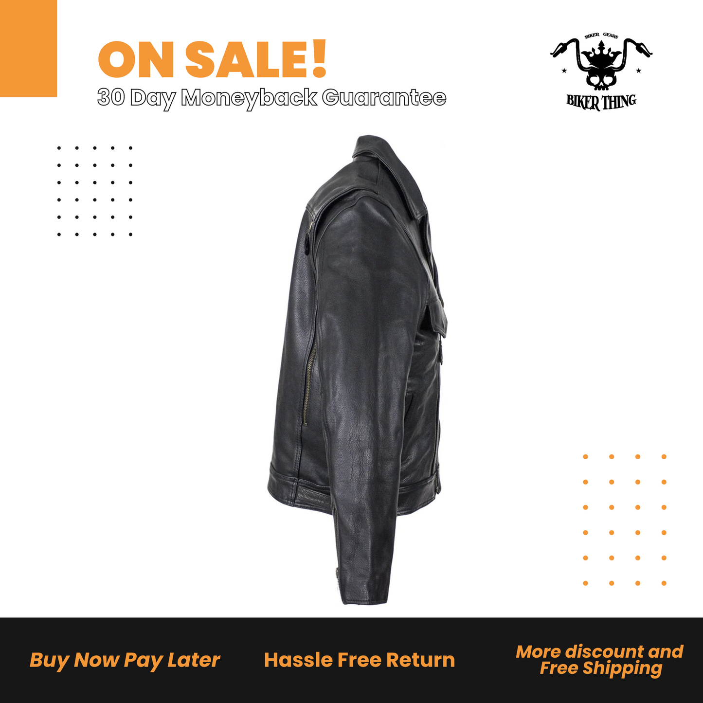 Men's Leather Racing Style Motorcycle Jacket